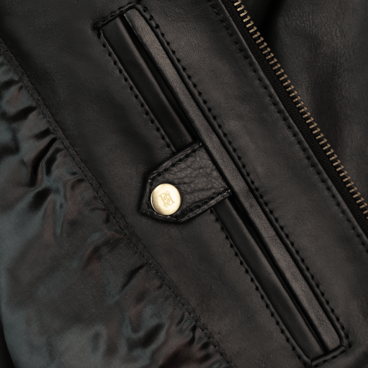 Veste en cuir noir élégante pour homme